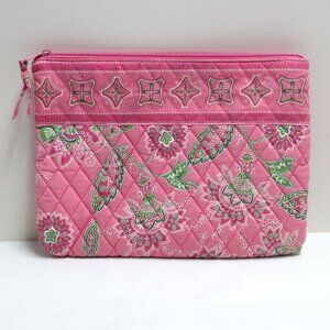 Tanya Lee Preowned Floral Quilted Makeup Cosmetic Toiletry Bag With Zipper